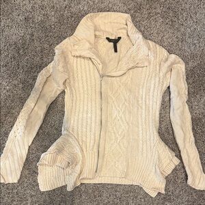 BCBGMaxAzria Cream Cable Knit Turtleneck Sweater